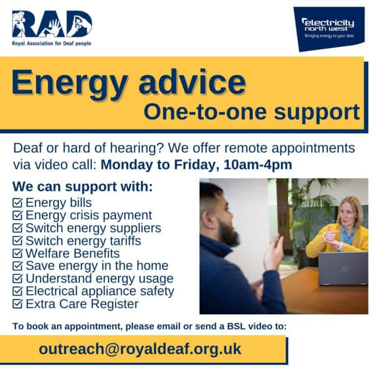 Energy advice one-to-one support graphic